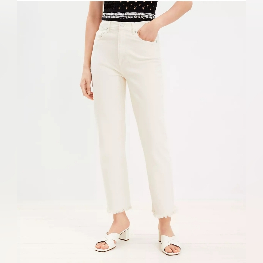LOFT High-Rise Straight Jeans in Off-White